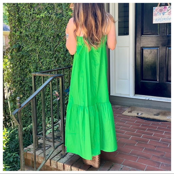 NWT this years Favorite Color! Sleeveless Ruffle Front Tier Maxi Dress L - Picture 8 of 8